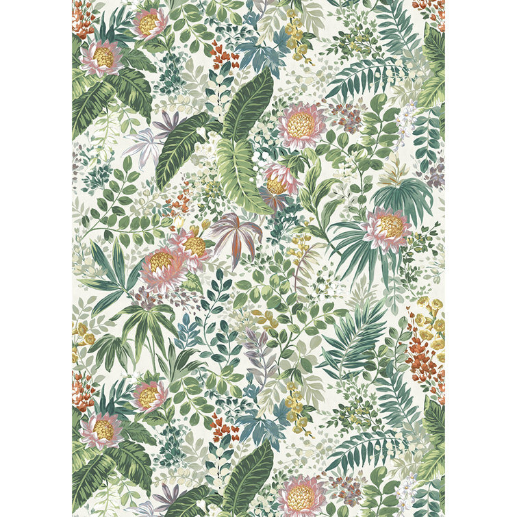Beverly Floral 108" x 78" Peel and Stick Wall Mural in Fern