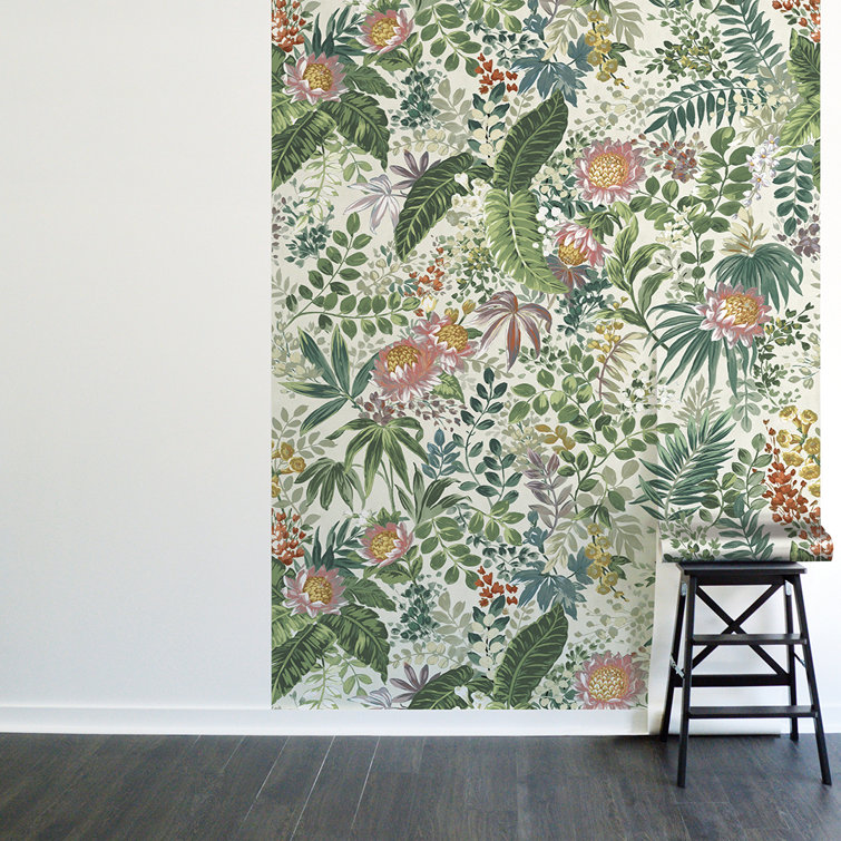 Beverly Floral 108" x 78" Peel and Stick Wall Mural in Fern