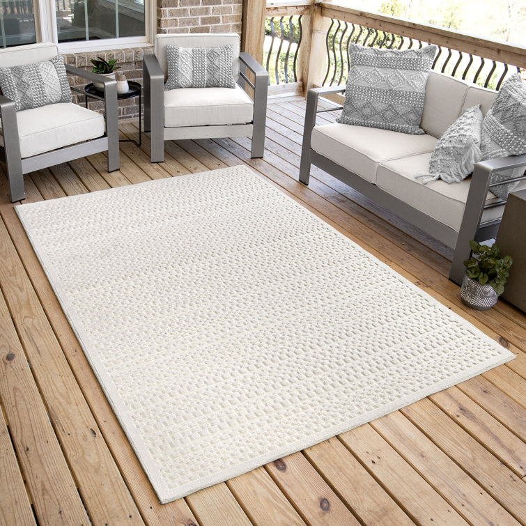 Gray Geometric Synthetic Easy Care Rectangular Area Rug