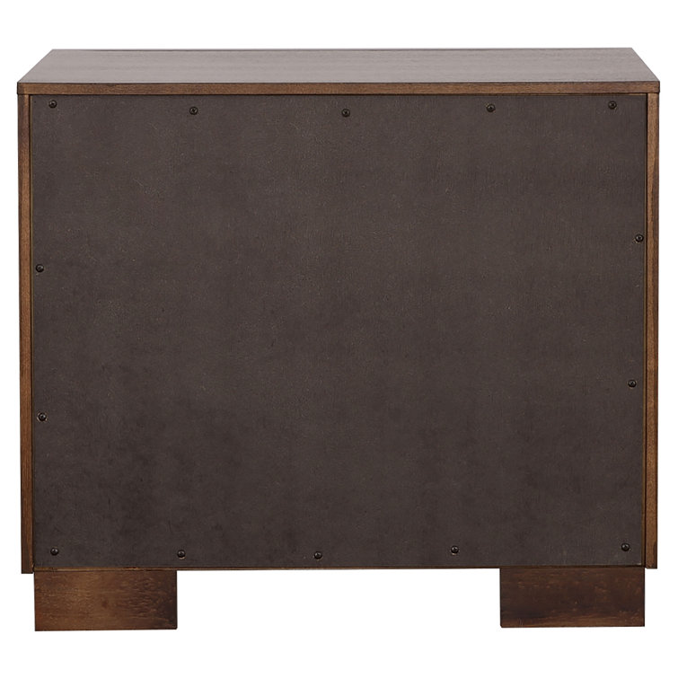 Transitional Cappuccino Brown 2-Drawer Nightstand with Silver Tone Bar Handles