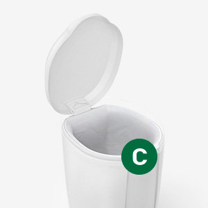Compact White Plastic Bathroom Step Trash Can with Steel Pedal