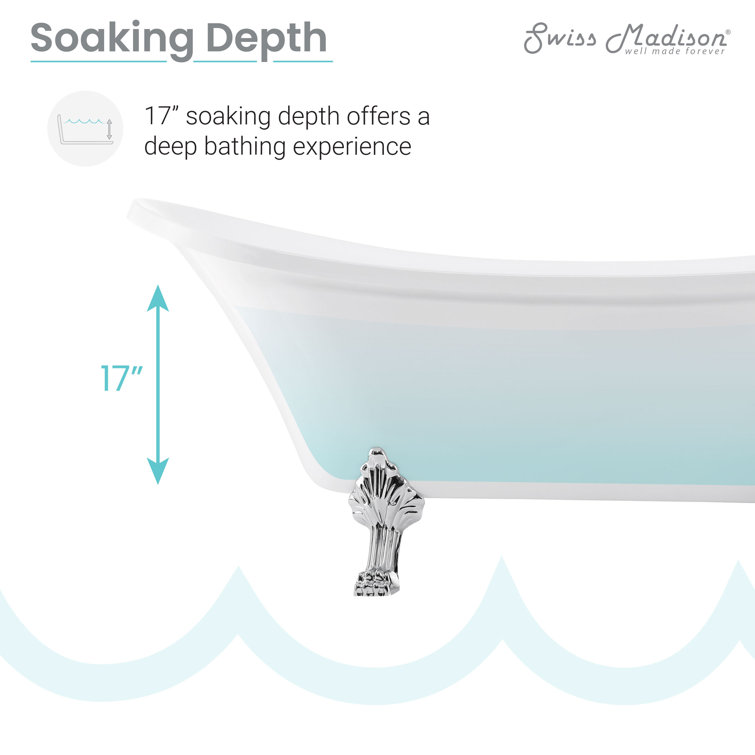 Elegant 30" Acrylic Clawfoot Soaking Bathtub with Chrome Finish