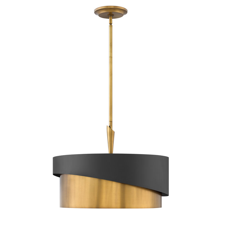 Gigi Heritage Brass & Satin Black 3-Light LED Drum Pendant