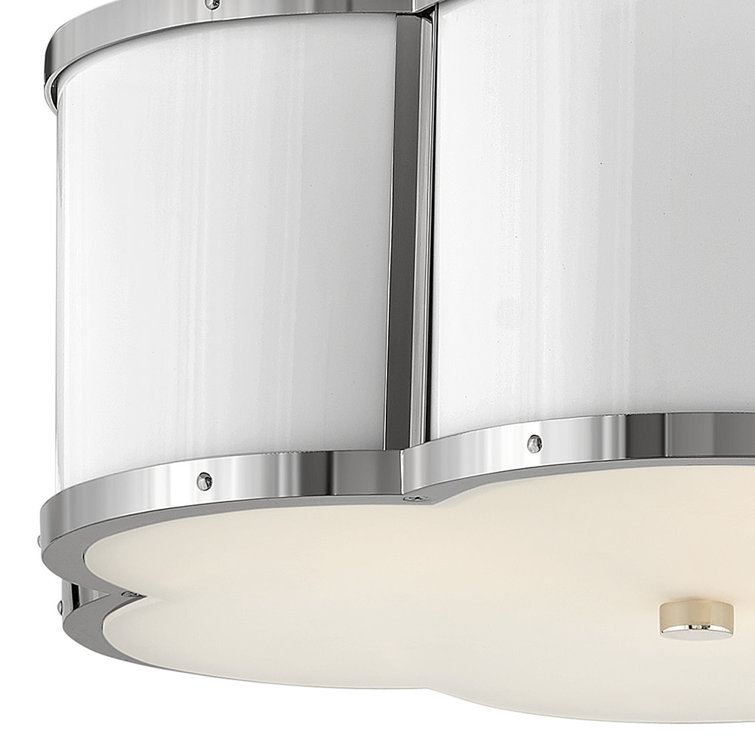 Polished Nickel and White Glass 3-Light Semi Flush Mount