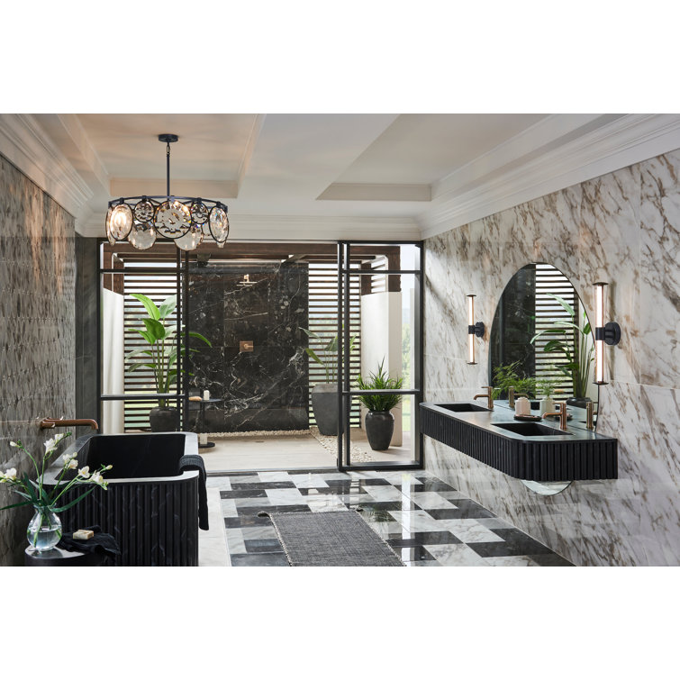 Nala Optic Crystal 7-Light LED Black Drum Chandelier