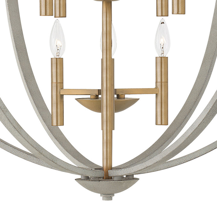 Euclid Transitional-Modern 12-Light Globe Pendant in Cement Gray