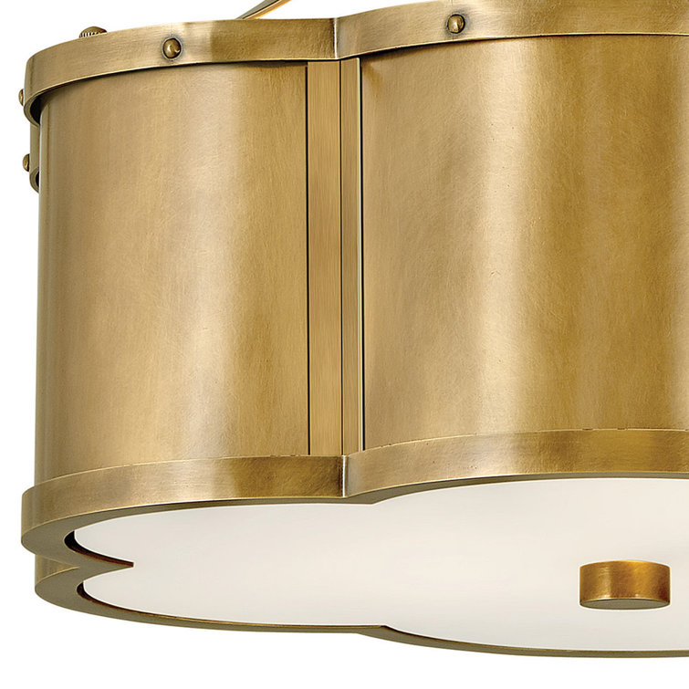 Heritage Brass and Glass 2-Light Semi-Flush Mount Ceiling Fixture