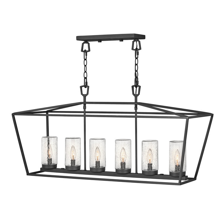 Museum Black 6-Light Outdoor LED Cage Chandelier