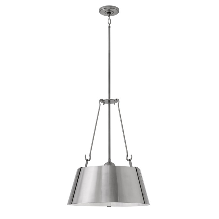 Polished Antique Nickel 3-Light Drum Pendant