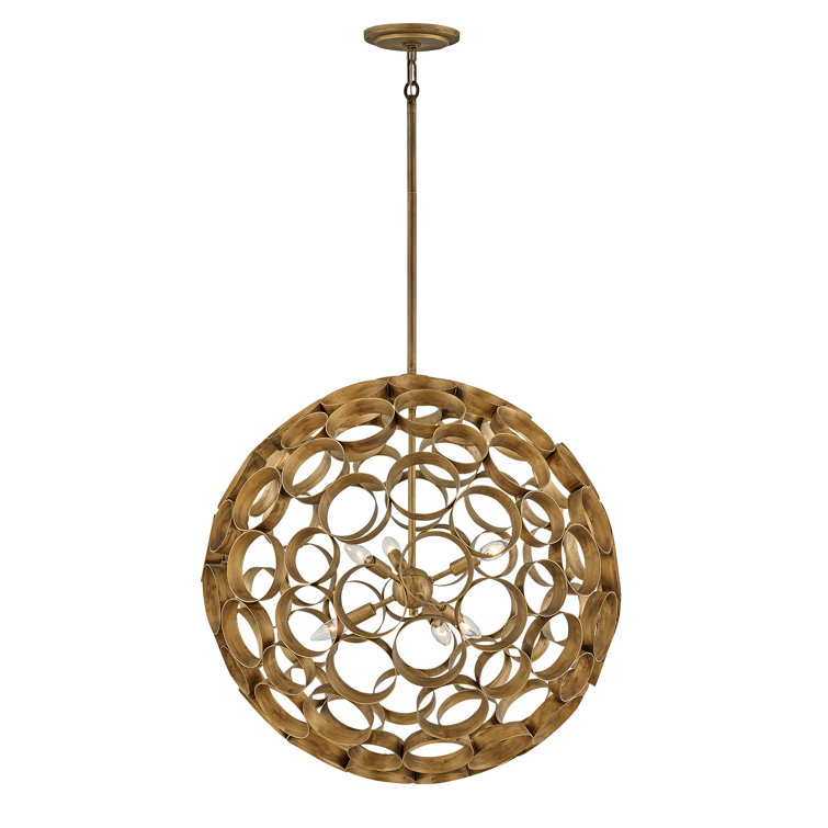 Centric Elegance 6-Light Burnished Gold Globe Chandelier