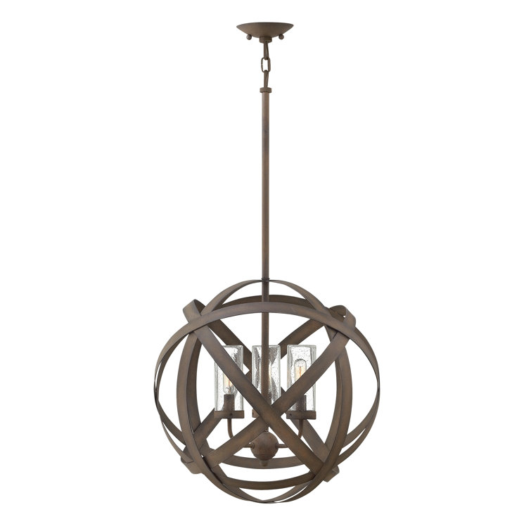 Carson Vintage Iron 3-Light Seedy Glass Globe Pendant