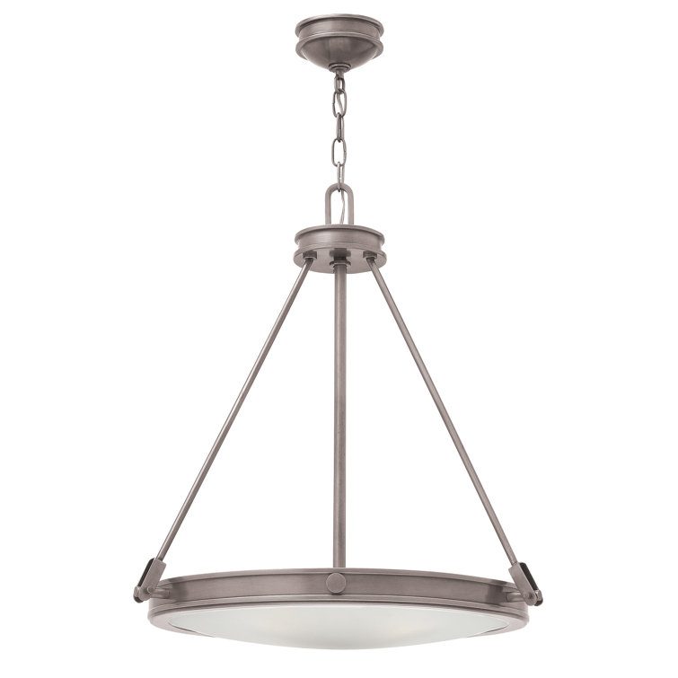 Mini Etched Opal 4-Light LED Pendant in Antique Nickel