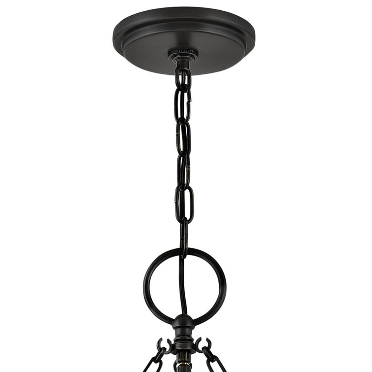 Blackened Brass and Etched Glass Drum Pendant Light