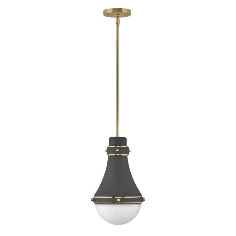 Oliver Dark Matte Grey and Brass Teardrop Pendant Light