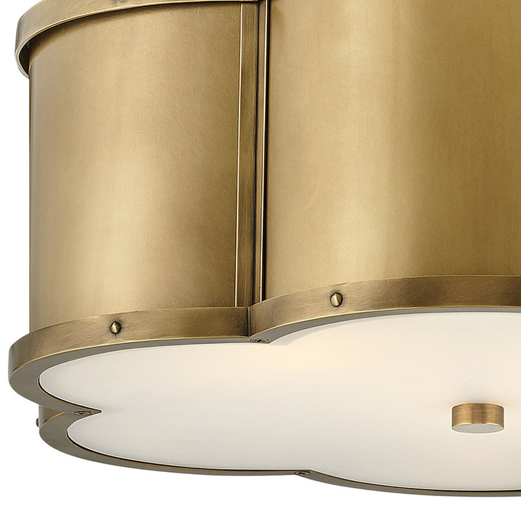 Heritage Brass and Glass 3-Light Semi-Flush Mount