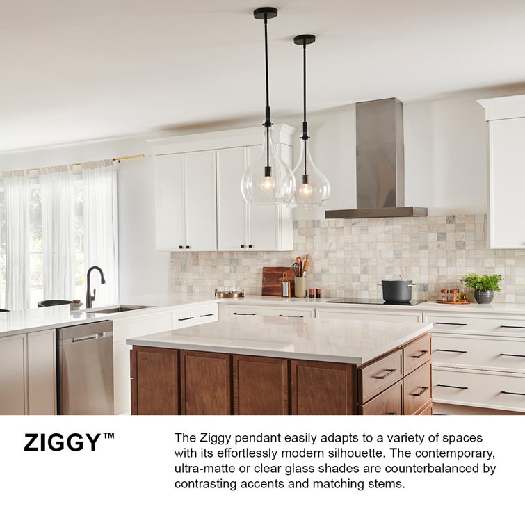 Ziggy Sleek Black Steel Pendant with Clear Glass Shade