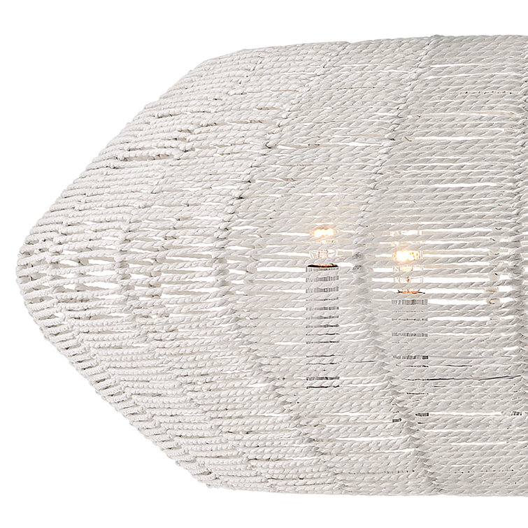 Luca Polished Chrome 5-Light Chandelier with Natural Rattan Shade