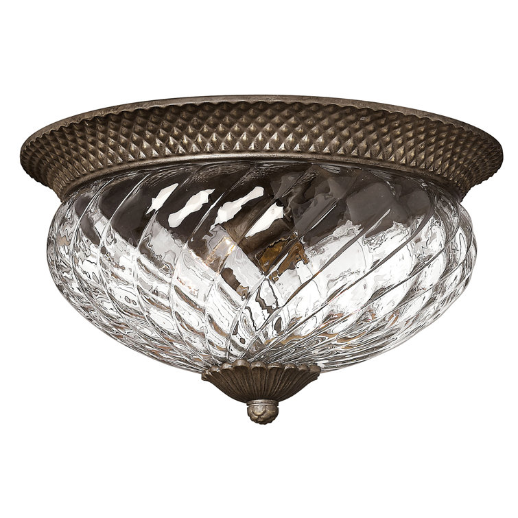 Pearl Bronze 3-Light Indoor/Outdoor Flush Mount with Clear Optic Glass