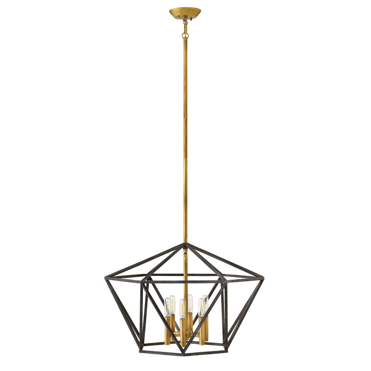 Aged Zinc Brass Cage 6-Light Chandelier