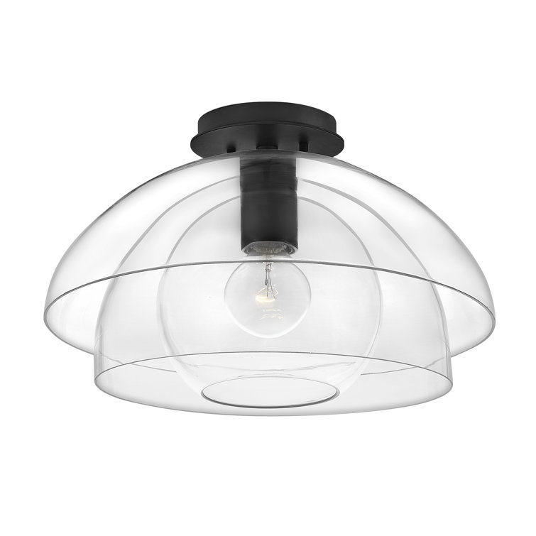 Lotus 41.75" Black Clear Glass Convertible Pendant/Ceiling Light