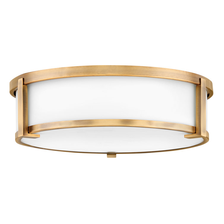 Lowell 3-Light LED Drum Flush Mount in Brushed Bronze with Etched Opal Shade