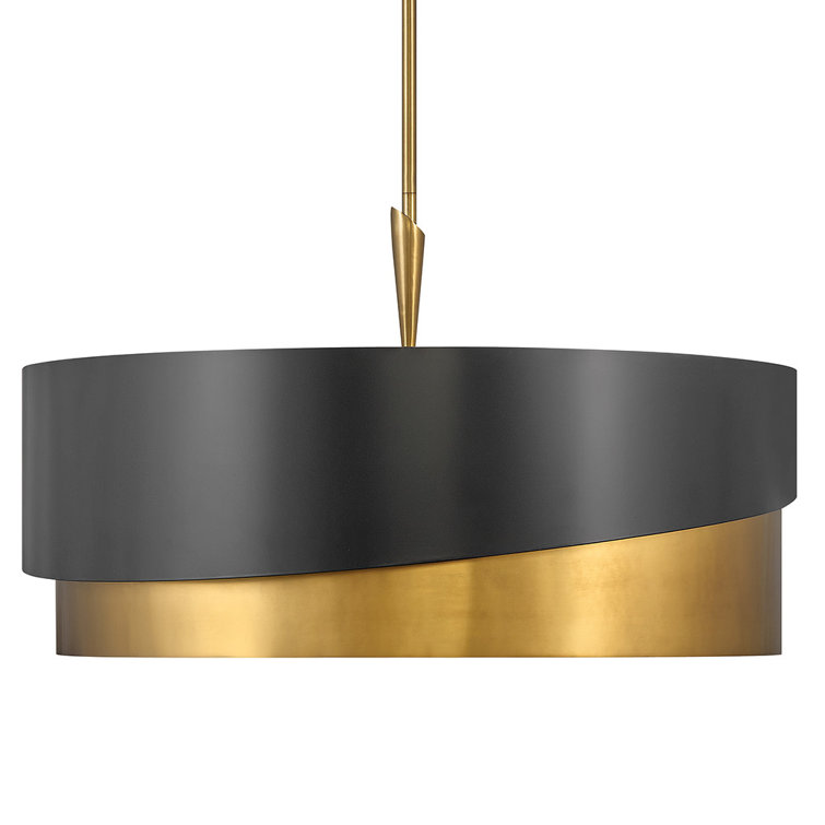 Heritage Brass & Satin Black LED 8-Light Drum Chandelier