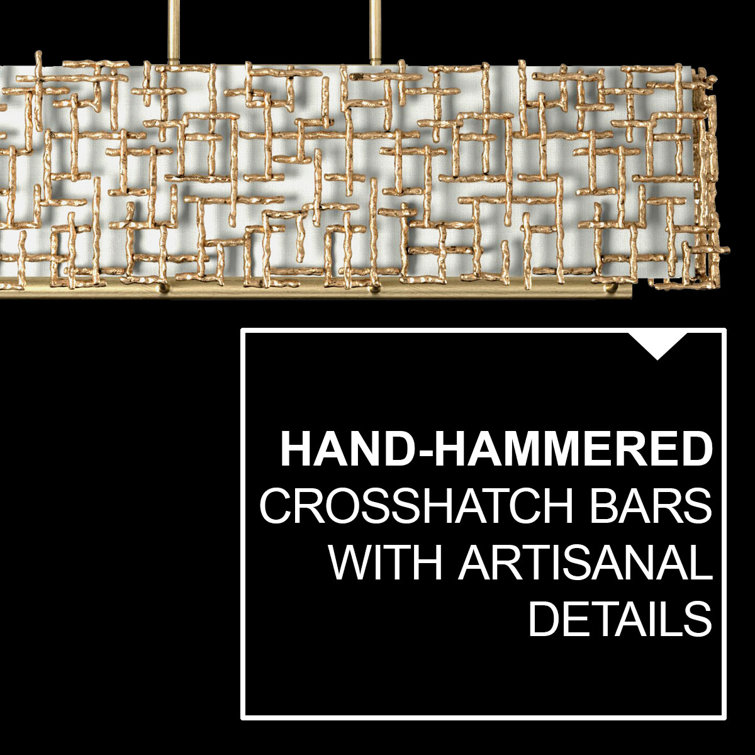 Farrah 48'' Burnished Gold and White Linen 8-Light Chandelier
