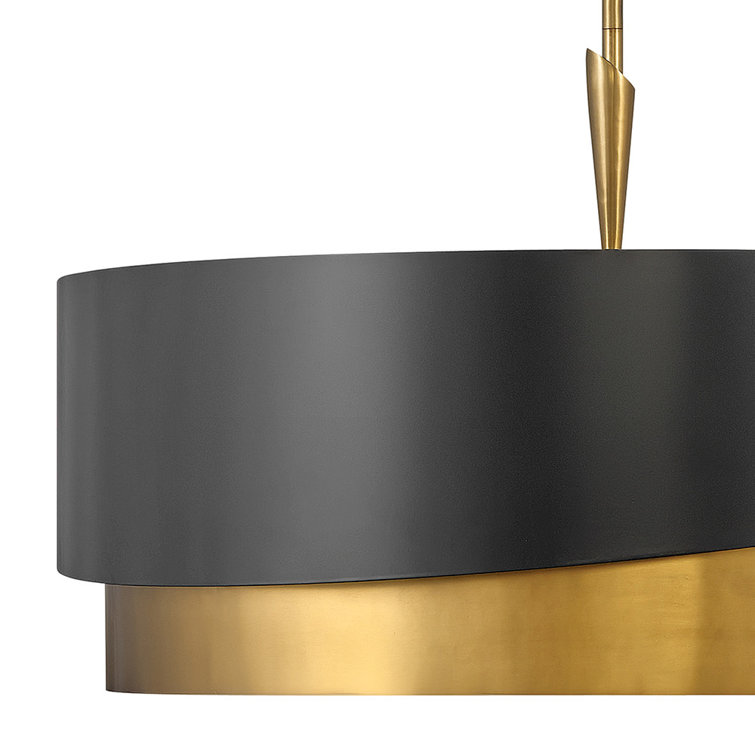 Heritage Brass & Satin Black LED 8-Light Drum Chandelier