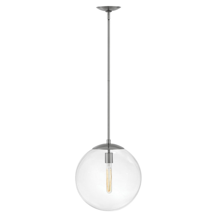 Polished Antique Nickel Globe Pendant with Clear Glass Shade