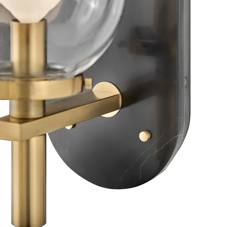 Elegant Black and Heritage Brass Dimmable Wall Sconce with Clear Glass