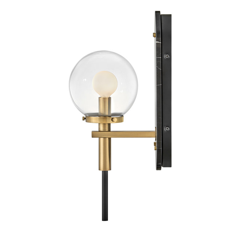 Elegant Black and Heritage Brass Dimmable Wall Sconce with Clear Glass