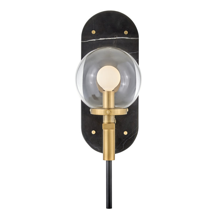 Elegant Black and Heritage Brass Dimmable Wall Sconce with Clear Glass