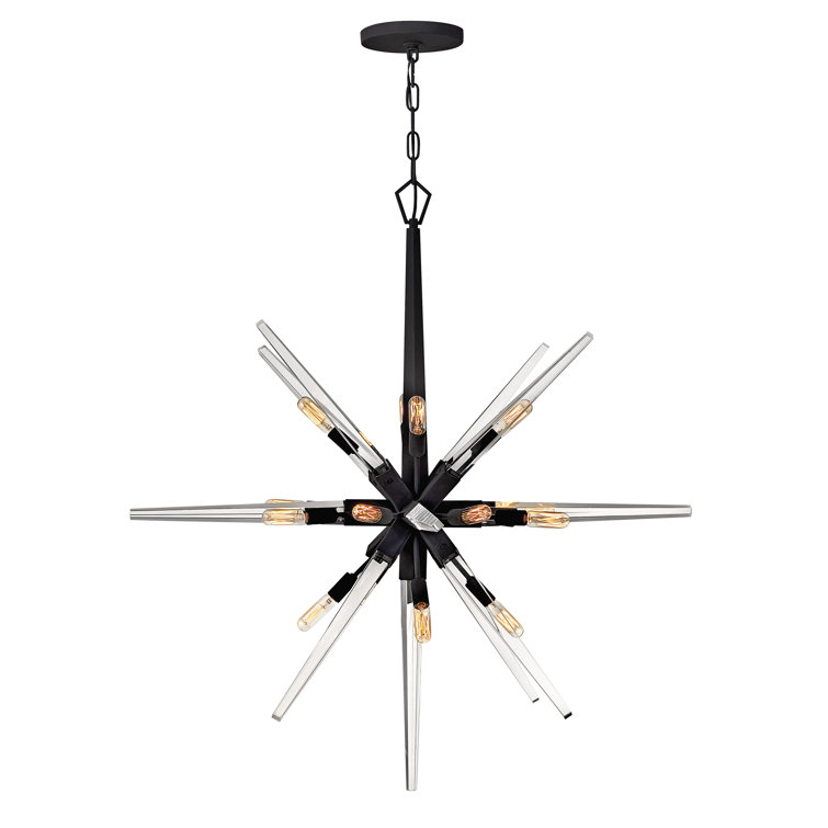 Black Crystal 16-Light Dimmable Sputnik Chandelier
