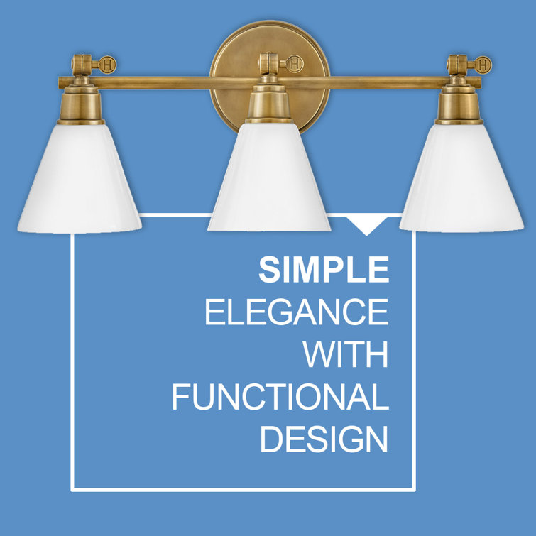 Arti Adjustable 3-Light Vanity in Heritage Brass with Cased Opal Glass