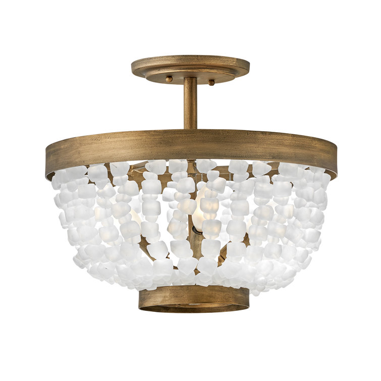 Bohemian Chic Burnished Gold & Soft Sea Glass LED Bowl Light