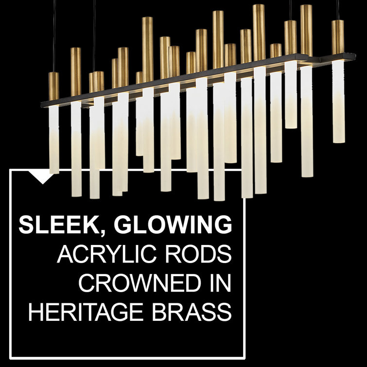 Sleek Echo Black Brass LED Island Chandelier with Etched Acrylic