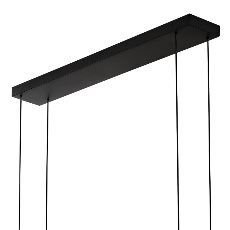 Sleek Echo Black Brass LED Island Chandelier with Etched Acrylic