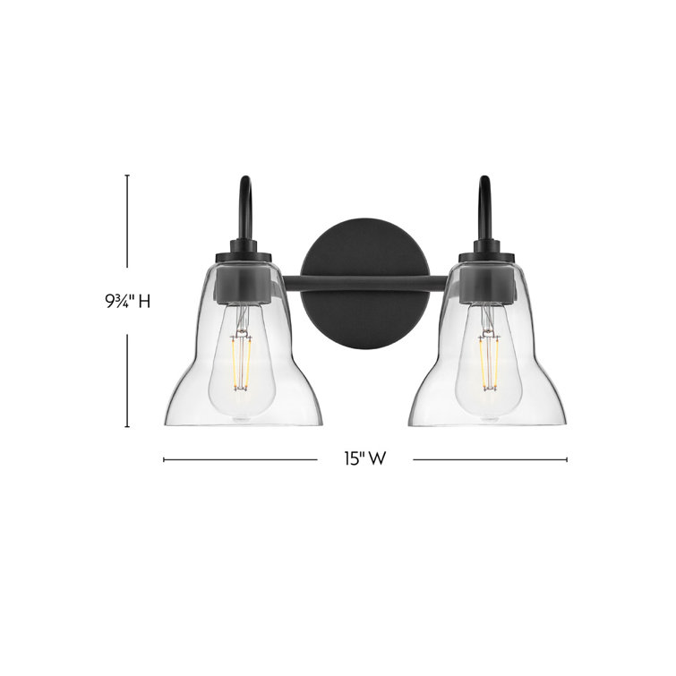 Black Steel Dual Light Vanity with Clear Glass Shades