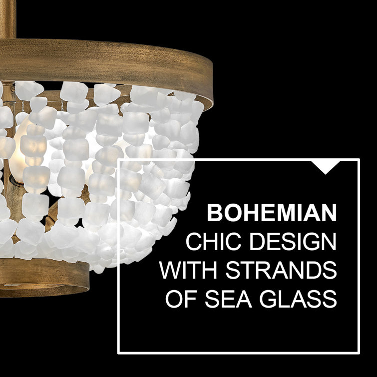 Bohemian Chic Burnished Gold & Soft Sea Glass LED Bowl Light