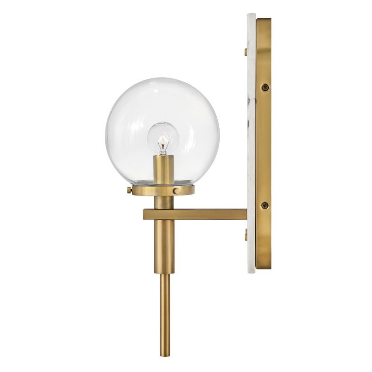 Heritage Brass and Marble Wall Sconce with Clear Glass Shade