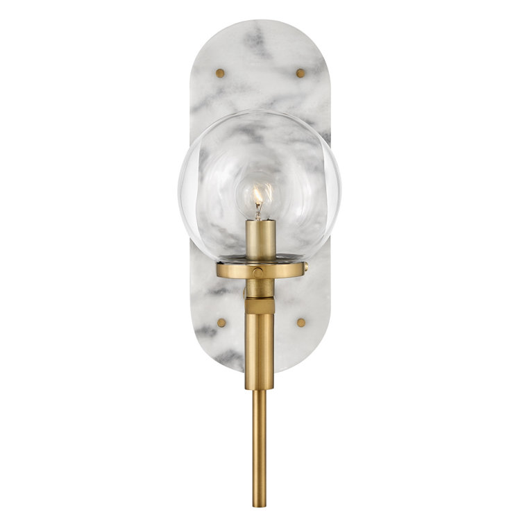 Heritage Brass and Marble Wall Sconce with Clear Glass Shade