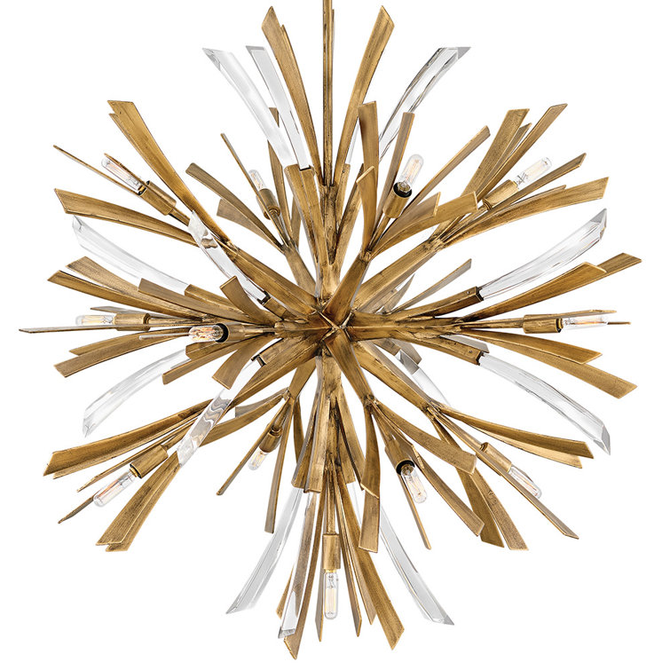 Vida Crystal Accents Burnished Gold Orb Chandelier, 42"