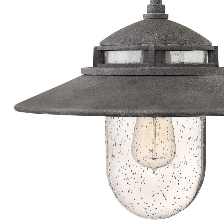 Atwell Aged Zinc 1-Light Outdoor Wall Light with Clear Seedy Glass