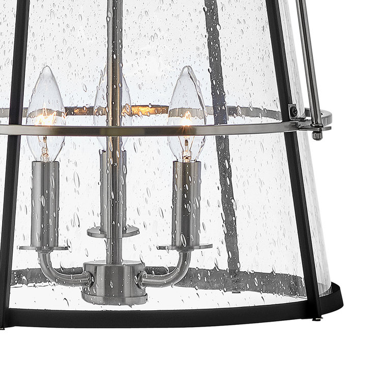 Brushed Nickel and Black 3-Light Drum Pendant