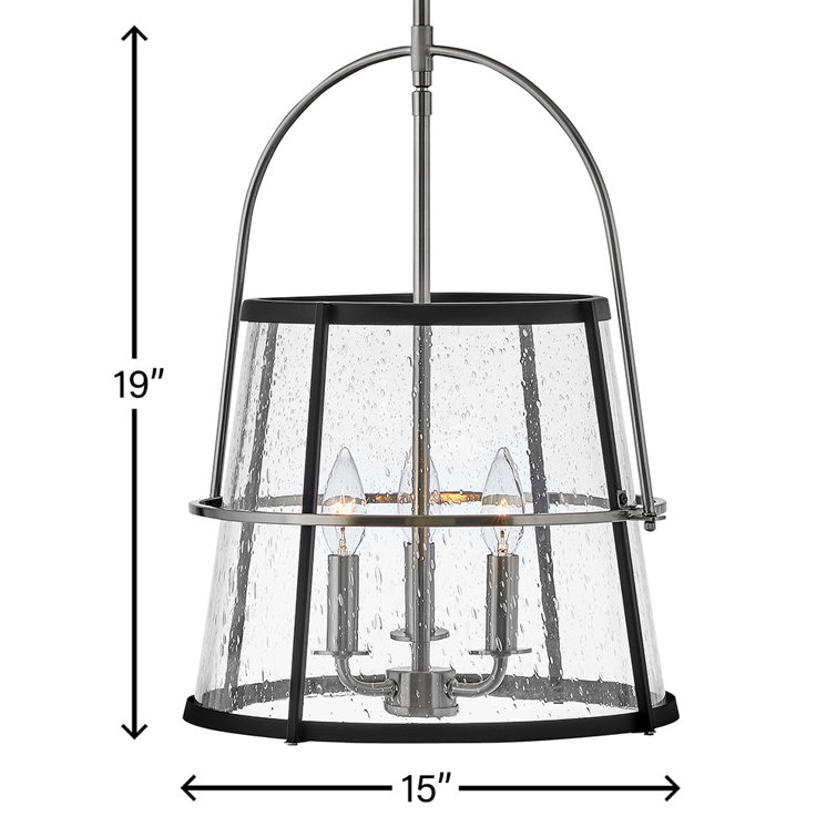 Brushed Nickel and Black 3-Light Drum Pendant