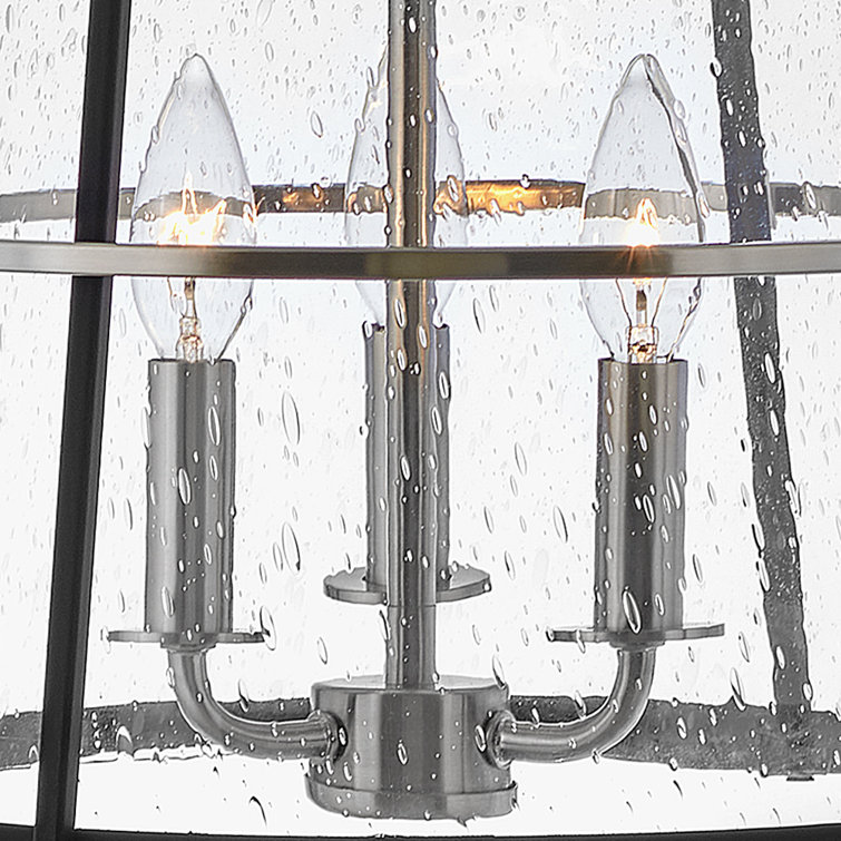 Brushed Nickel and Black 3-Light Drum Pendant