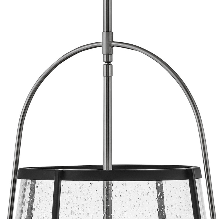 Brushed Nickel and Black 3-Light Drum Pendant