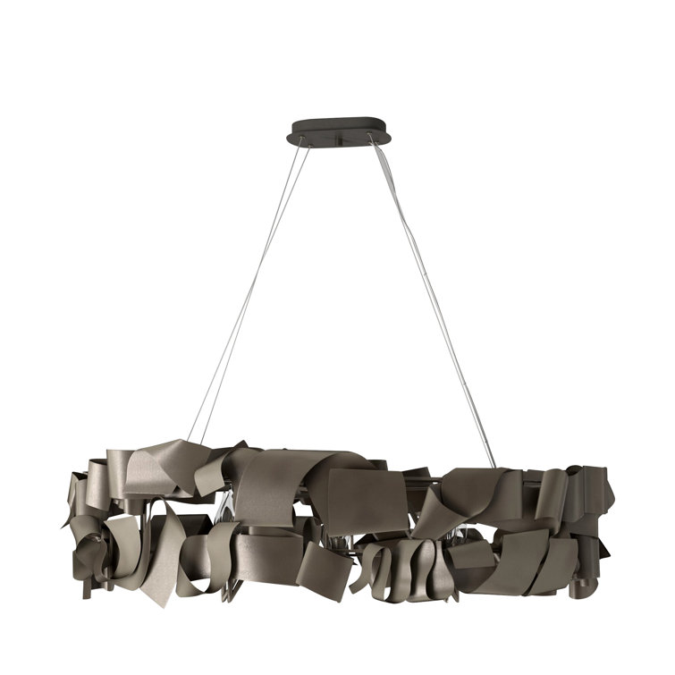 Matte Bronze Ribbon Effect 6-Light Chandelier