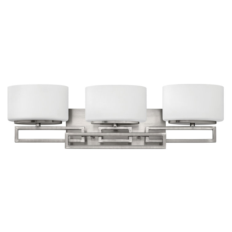 Antique Nickel 3-Light Vanity with Etched Opal Glass
