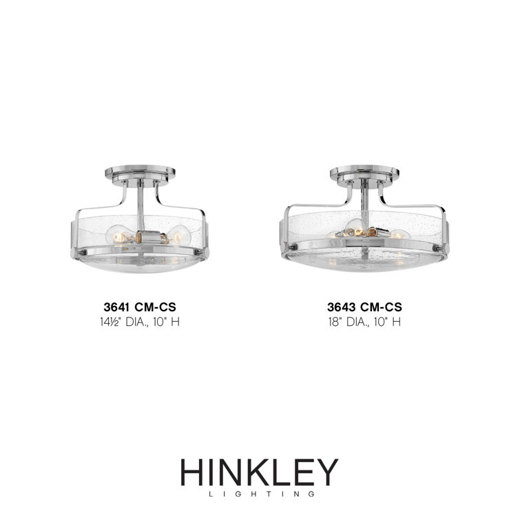 Harper Chrome Finish 3-Light Semi-Flush Mount with Clear Seedy Glass